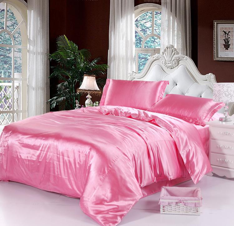 厂家直销仿真丝被套 丝绸缎面被罩 纯色床套 素色床单床笠